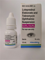 Loteprednol Etabonate And Tobramycin Suspension/Drops; Ophthalmic 0.5%, 0.3%