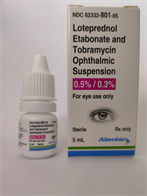 Loteprednol Etabonate And Tobramycin Suspension/Drops; Ophthalmic 0.5%, 0.3%